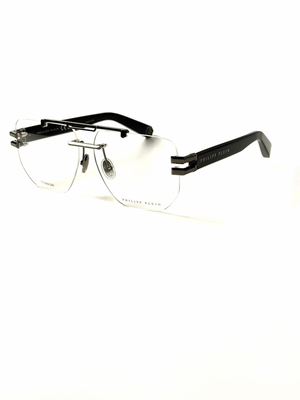 Philipp Plein VPP087 COL. 0584 Titanium Sunglasses Authentic Rimless Eyeglasses - Picture 6 of 8